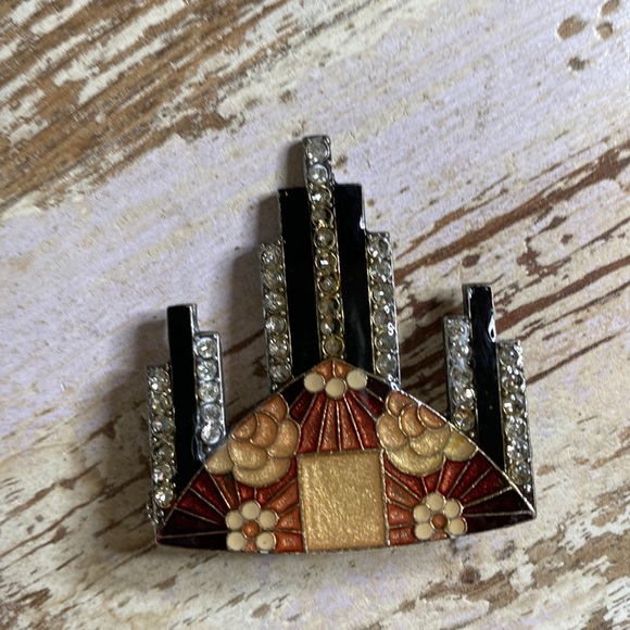 Catherine Popesco Art Deco/Art Nouveau Crystal & Enamel Brooch - Picture 4 of 8